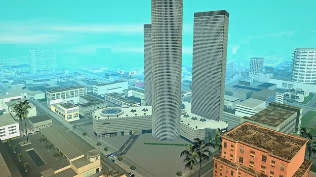 מלמעלה ביום: המגדלים, הכיכר והכיפה