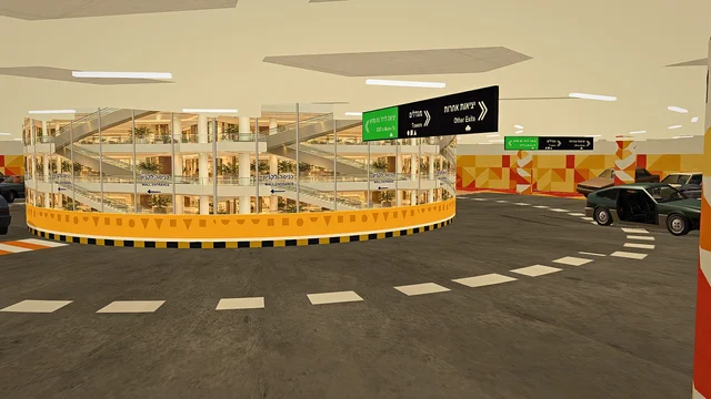 האטריום של הקניון מהכביש הטבעתי בחניון