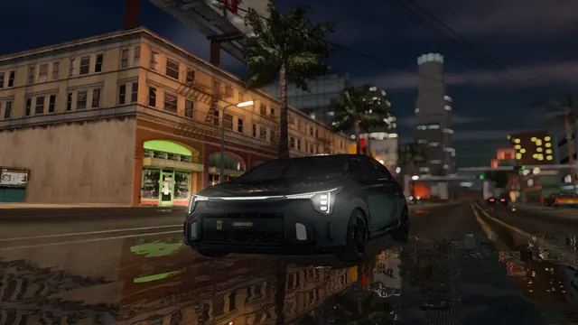 Front LED signature at night downtown